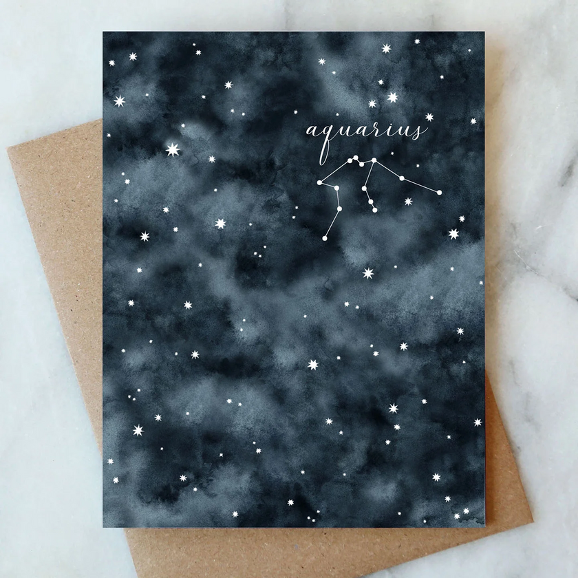 Card Aquarius Constellation Zodiac Birthday