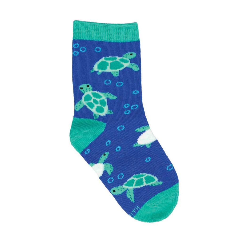 Bubbly Turtles Kid's Socks Blue (2-4 Years)