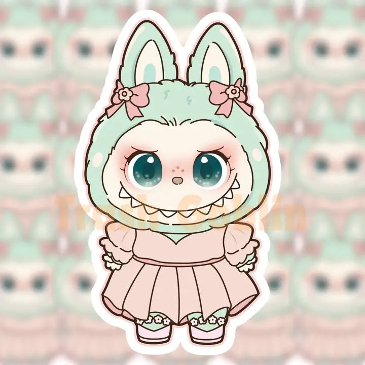 Labubu Pink Pastel Dress Die Cut Sticker