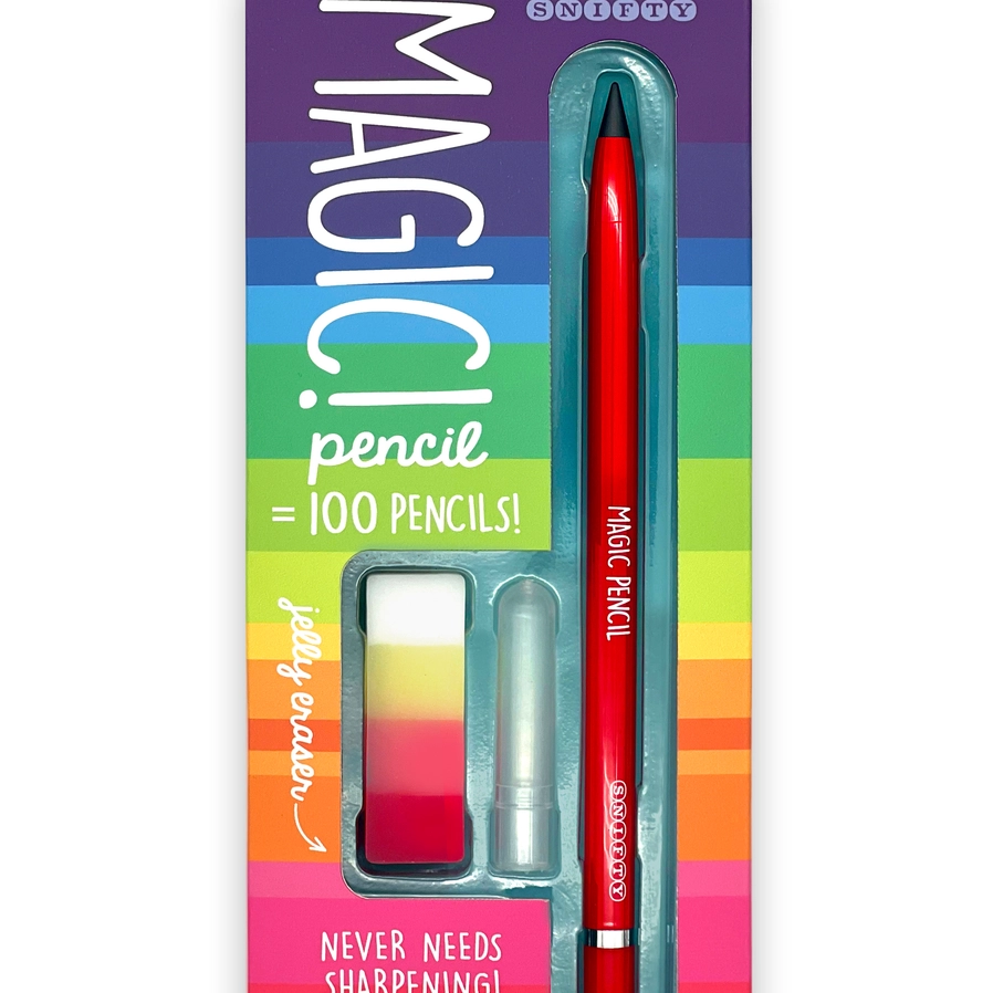 SNIFTY Magic Pencil - Compressed graphite tip equals 100 pencils - red  barrel + matching chunky eraser