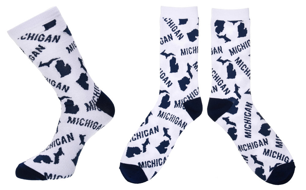 Michigan Text Map Jumble Socks