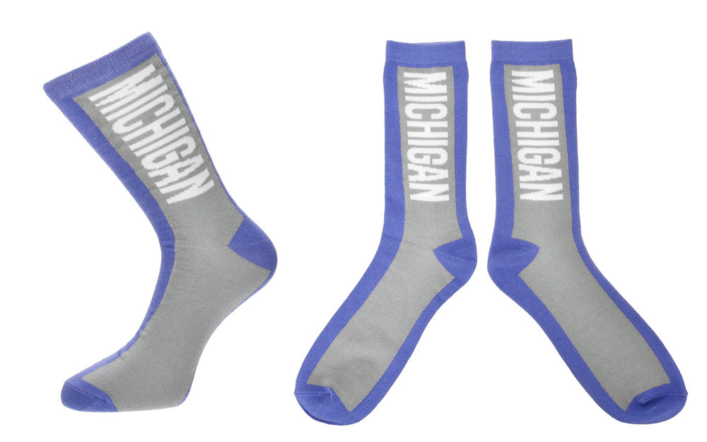 Michigan Two-Tone Socks Blue Gray