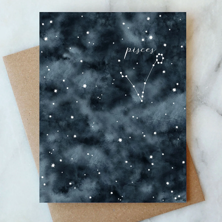 Card Pisces Constellation Zodiac Birthday