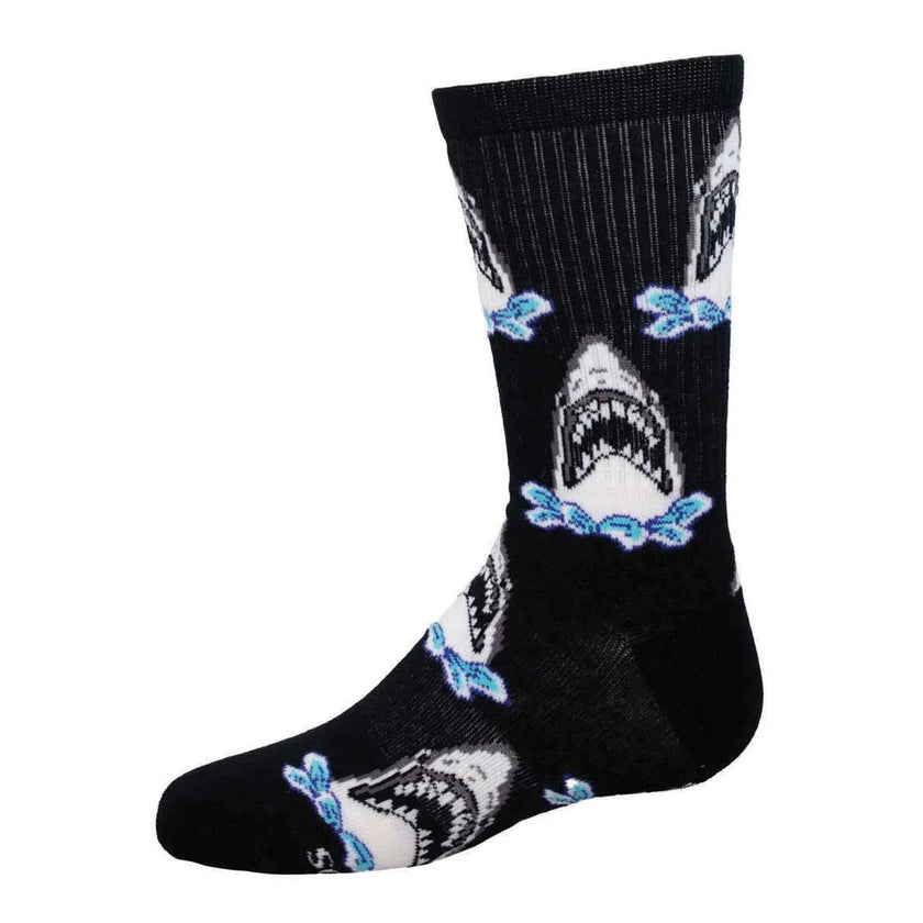 Shark Attack Kid's Socks Black (7-10 Years)