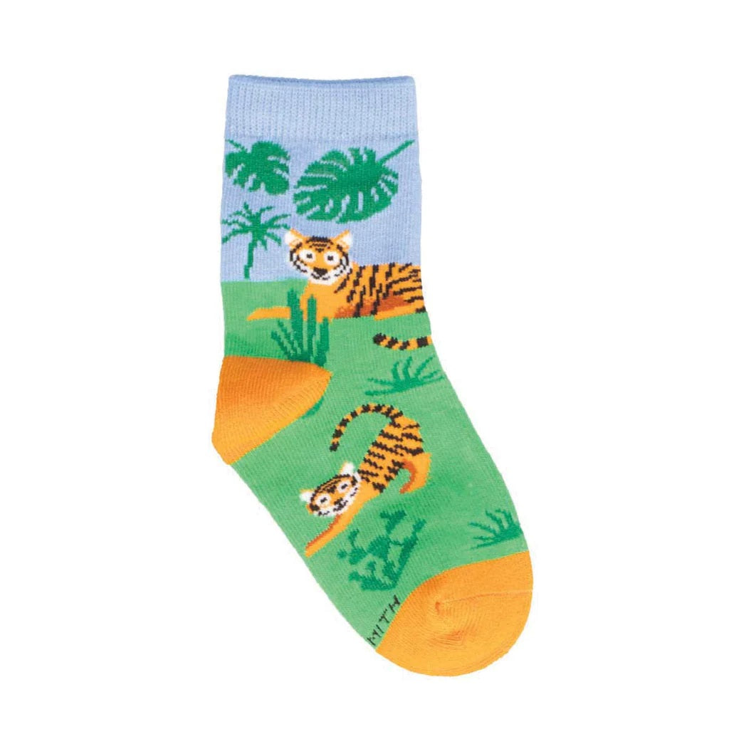 Terrific Tigers Kid's Socks Blue (4-7 Years)