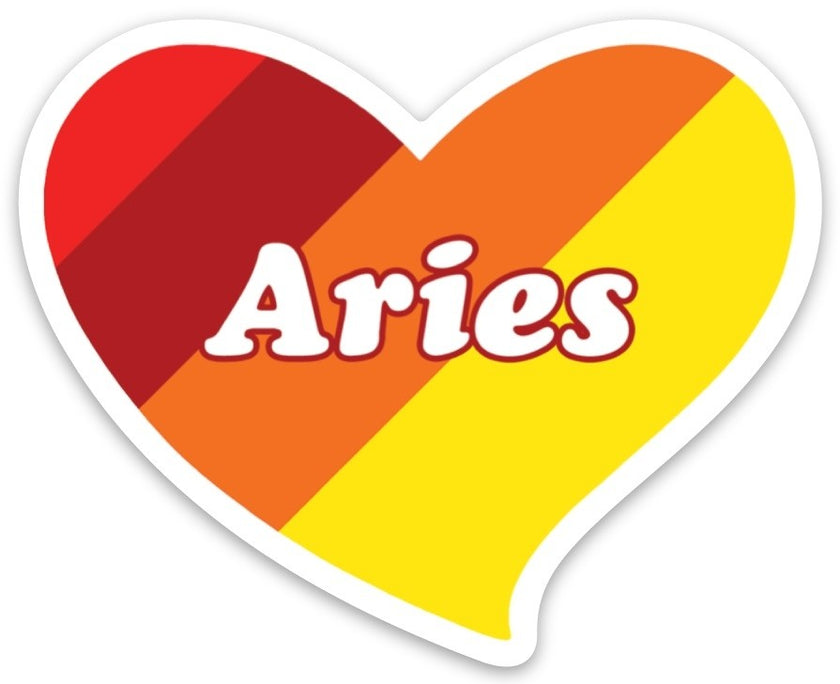 Aries Heart Die Cut Sticker Zodiac
