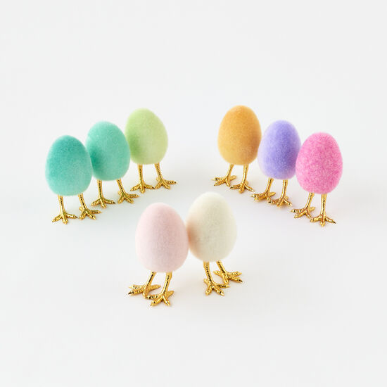 Flocked Egg With Feet Assorted 5.25"