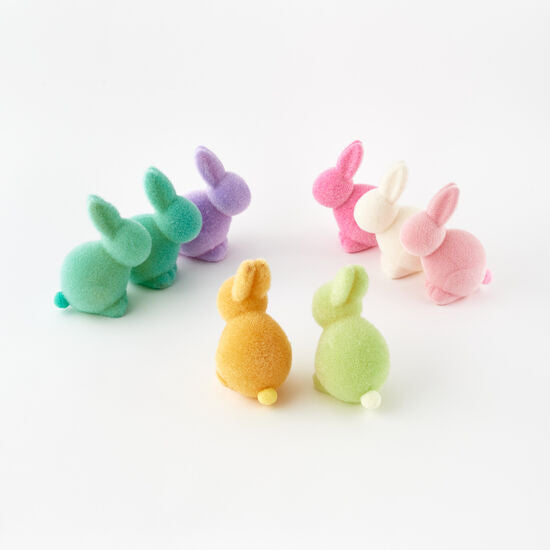 Flocked Seated Bunny Assorted 7"