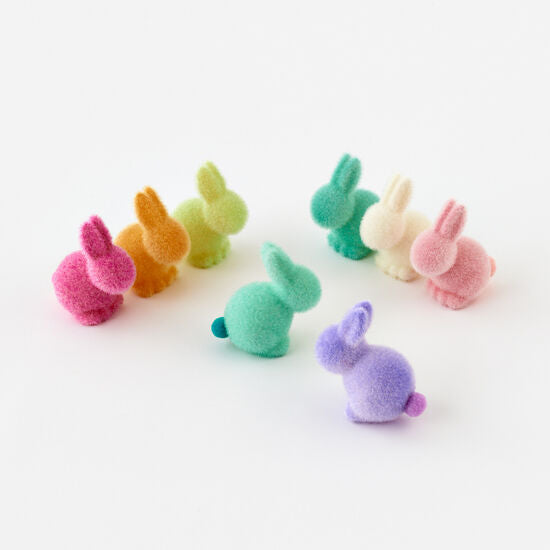 Flocked Seated Bunny Assorted 3.5"