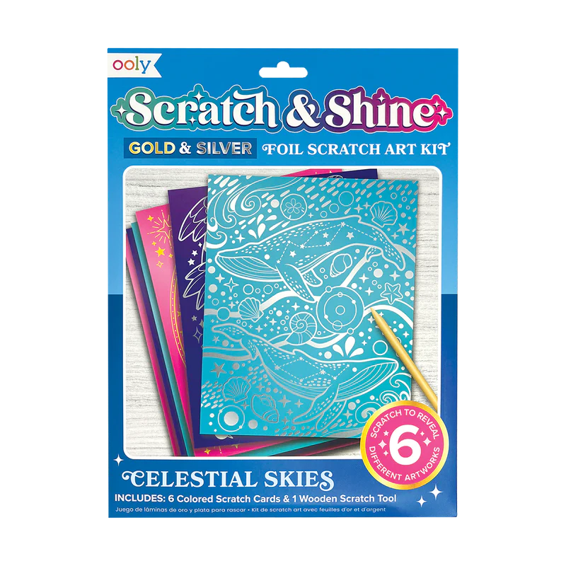 Scratch & Shine Celestial Skies Gold & Silver Foil Scratch Art Kit
