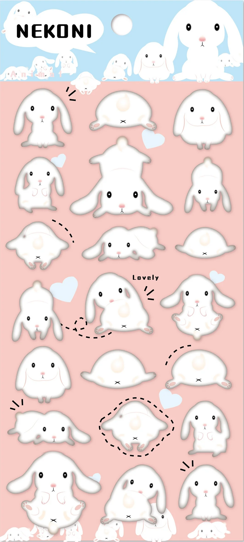 Rabbit Butt Puffy Stickers Nekoni