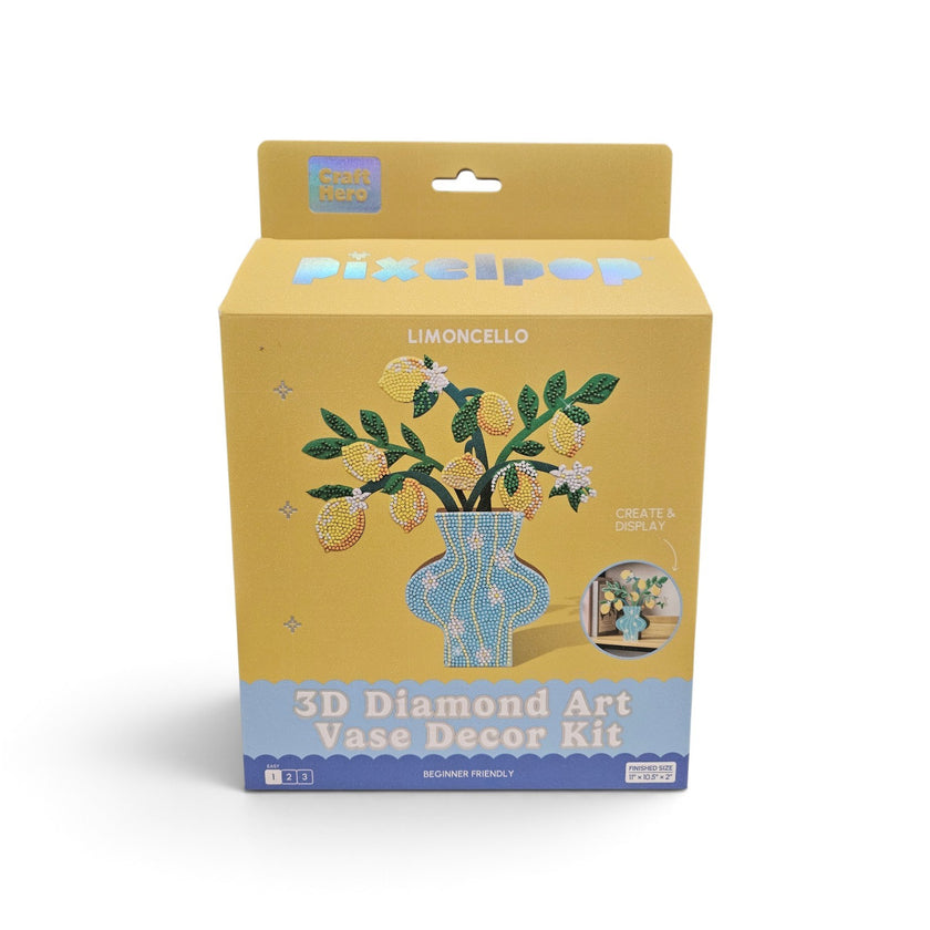 Pixelpop Limoncello 3D Diamond Art Vase Decor Kit