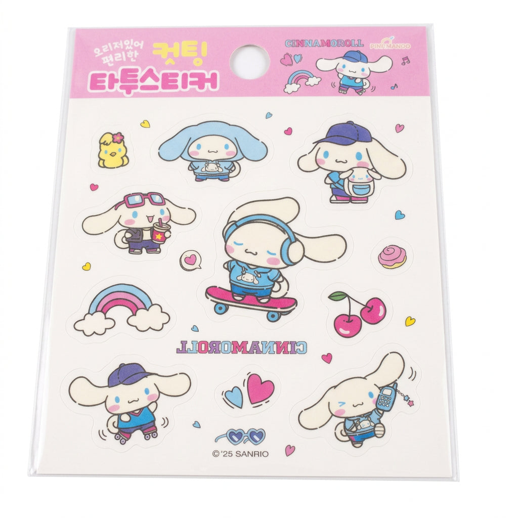 Sanrio Cinnamoroll Skateboard Die-Cut Tattoo Stickers
