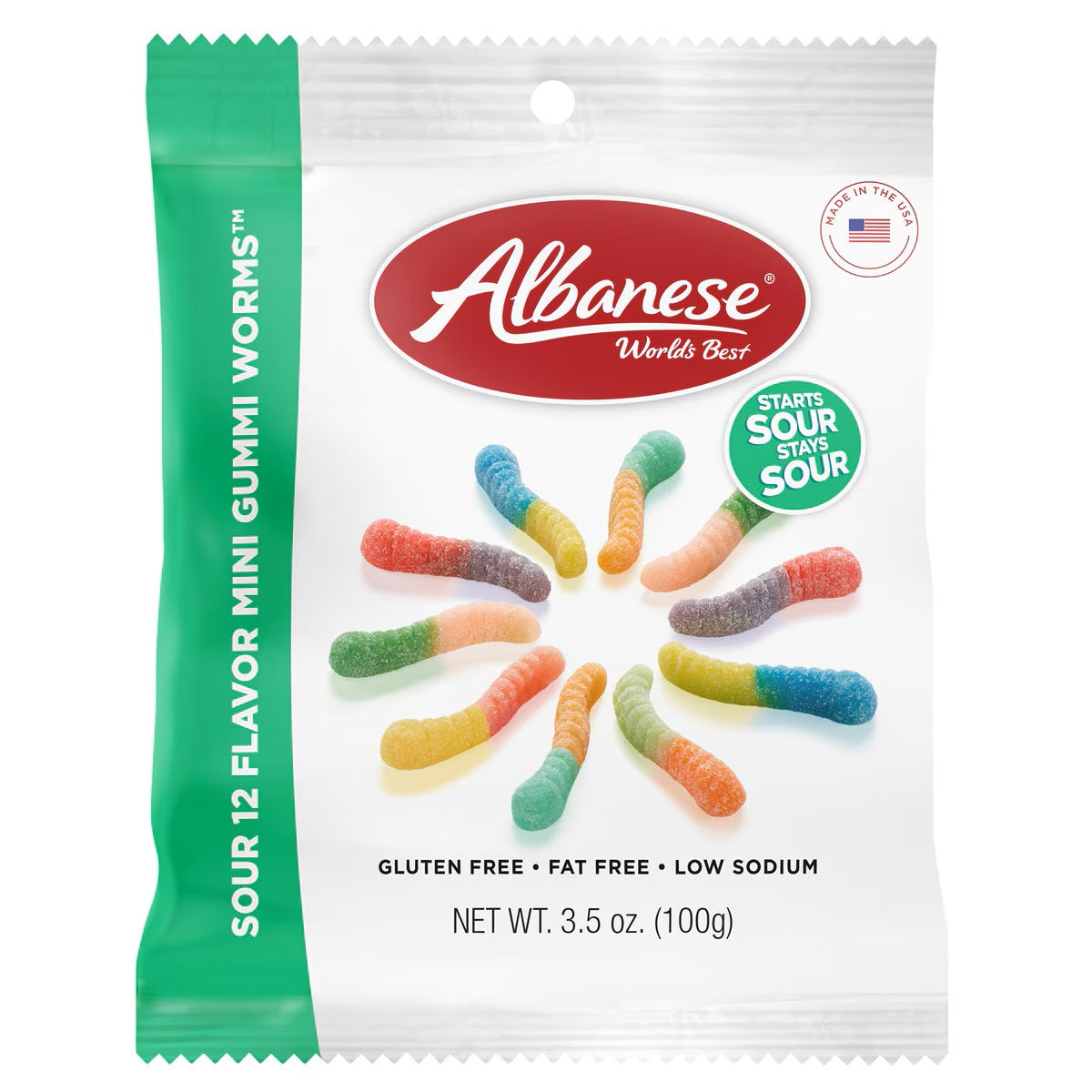 Albanese Sour 12 Flavor Mini Gummi Worms 3.5 oz