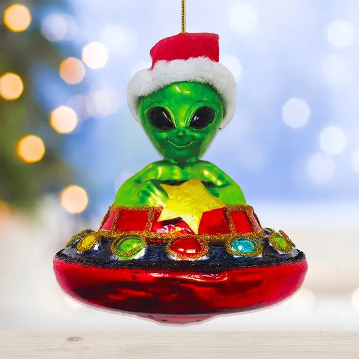 Alien & UFO Glass Ornament