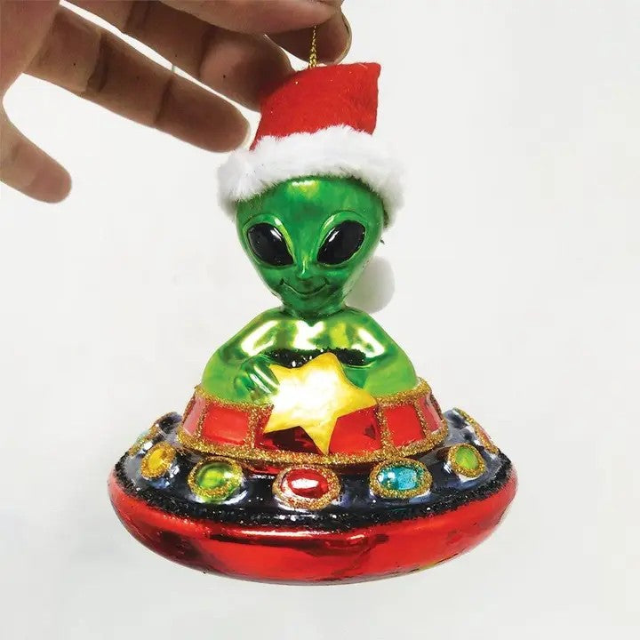 Alien & UFO Glass Ornament