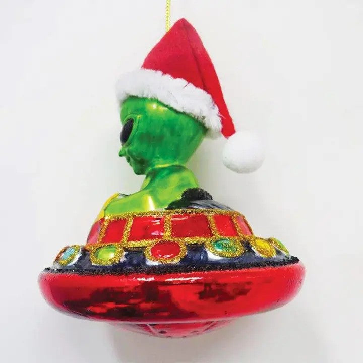 Alien & UFO Glass Ornament