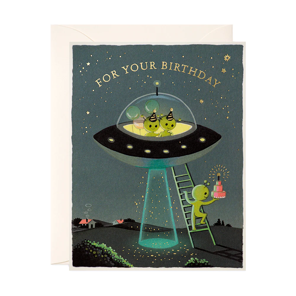 Card Aliens UFO Birthday