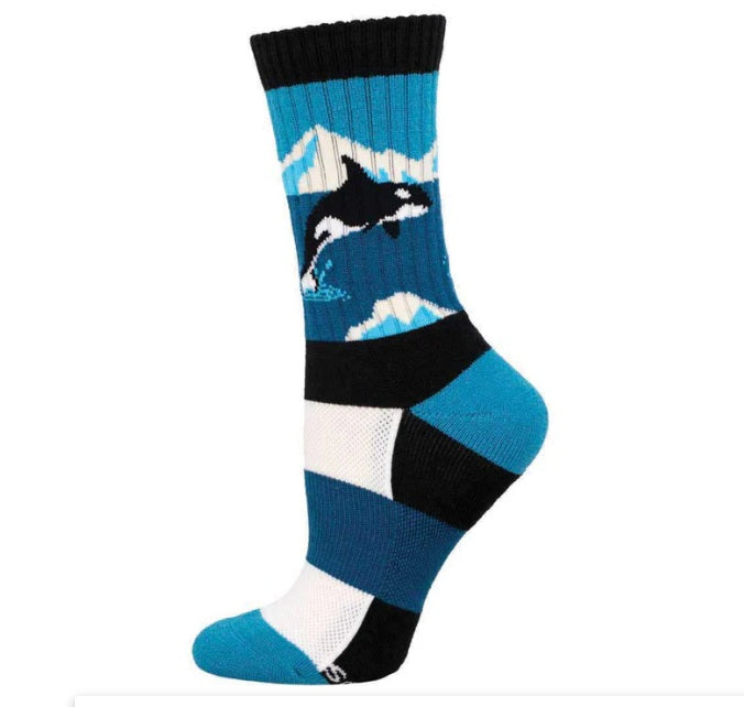 Arctic Orca Women's Wool Crew Socks Blue