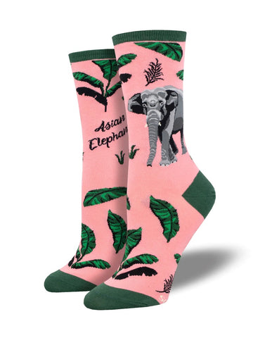 Asian Elephant Women's Crew Socks Pink
