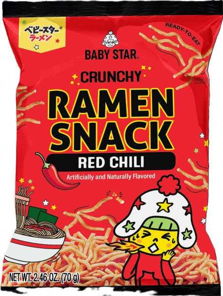 Baby Star Crunchy Ramen Snack Red Chili Bag 2.46 oz