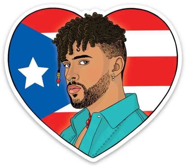 Bad Bunny Puerto Rico Heart Sticker