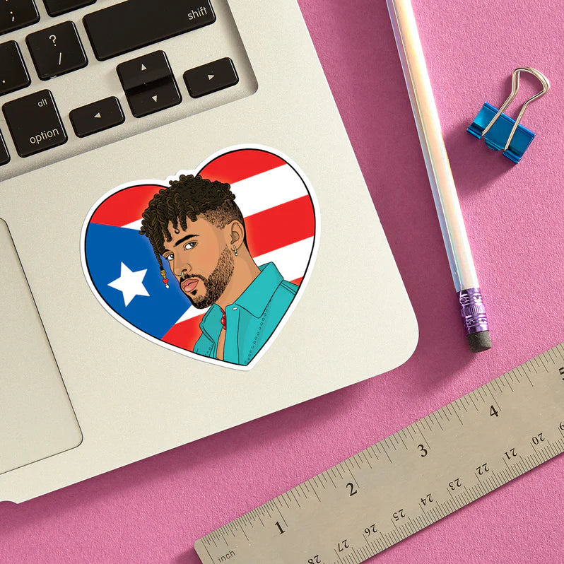 Bad Bunny Puerto Rico Heart Sticker