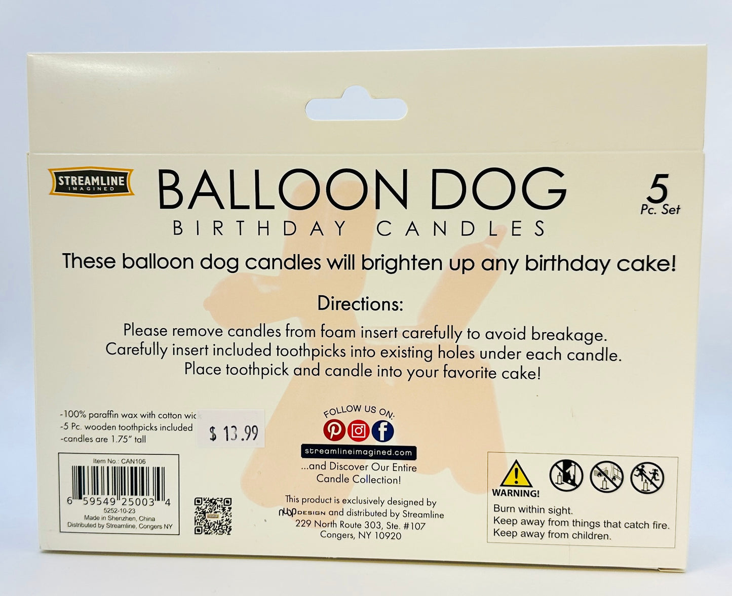 Balloon Dog Candles 5 pc Set