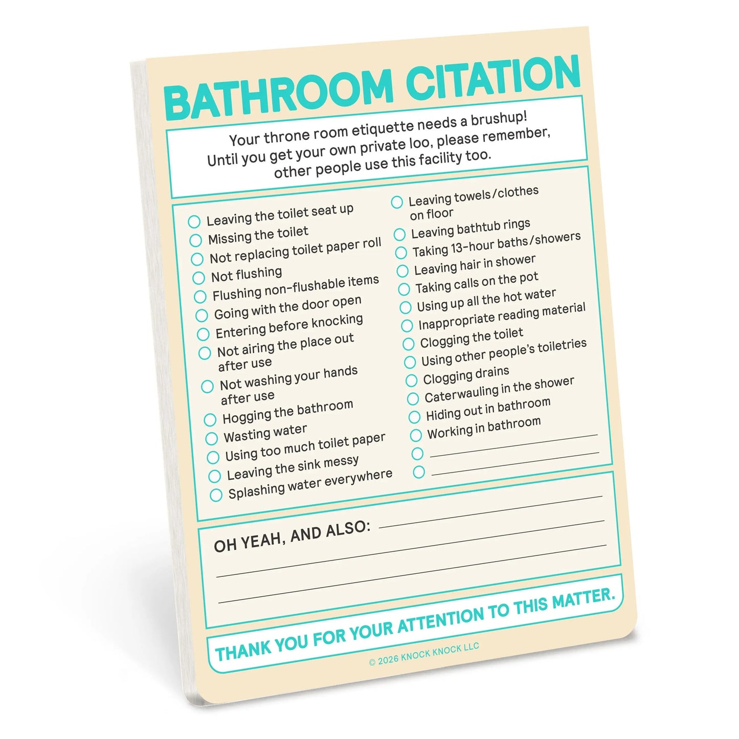 Bathroom Citation Nifty Notes
