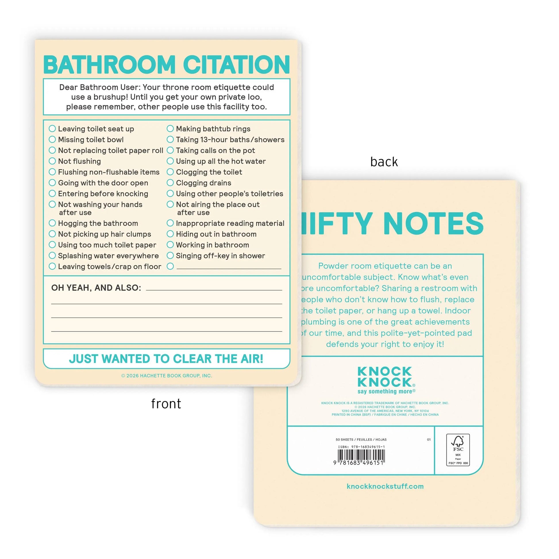 Bathroom Citation Nifty Notes