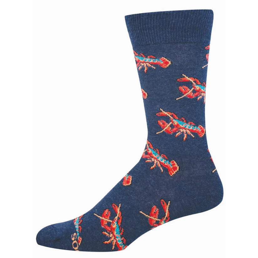 Be My Maine Lobster Men's Crew Socks Navy Heather
