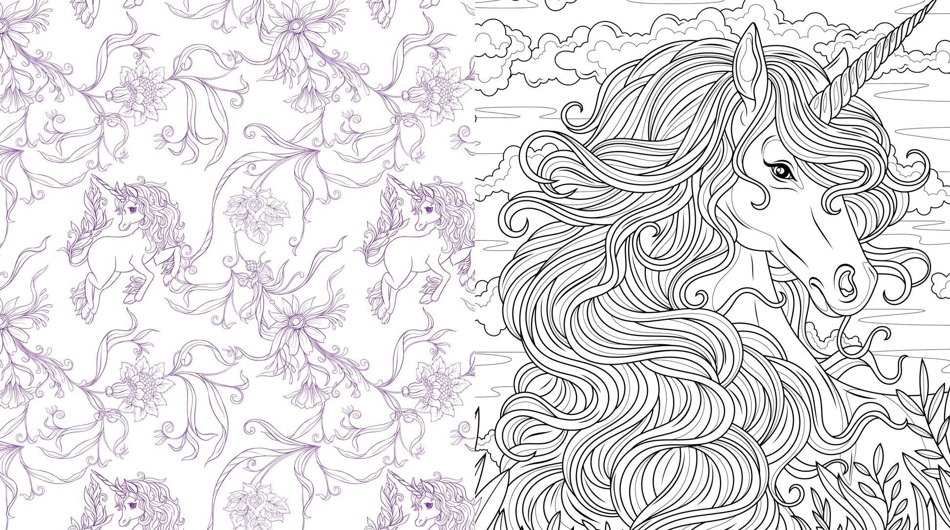 Beautiful Unicorns Coloring Book