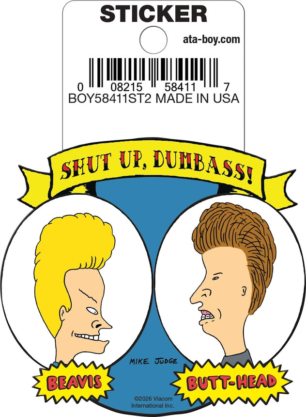 Beavis And Butthead Shut Up Dumbass Die Cut Sticker