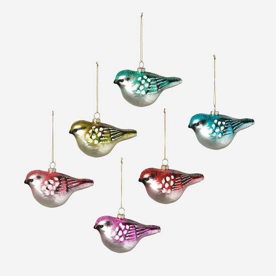 Bird Glass Assorted Ornaments