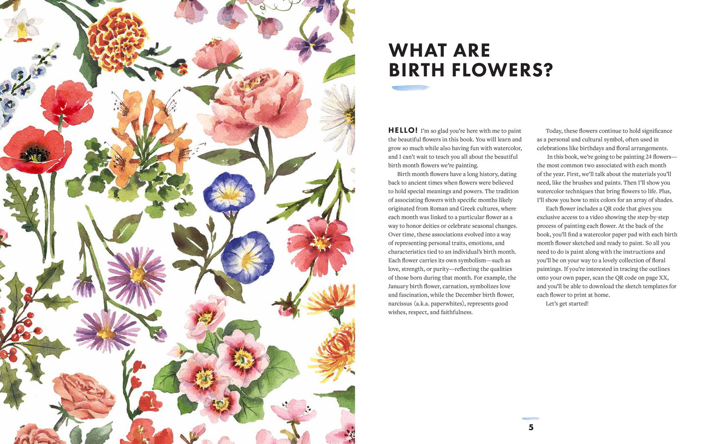 Birth Flowers In Watercolor