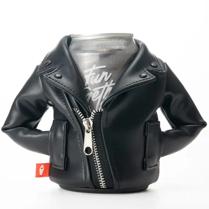 Black Leather Jacket Koozie