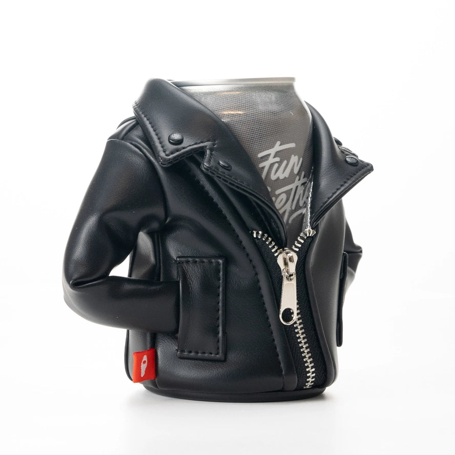 Black Leather Jacket Koozie