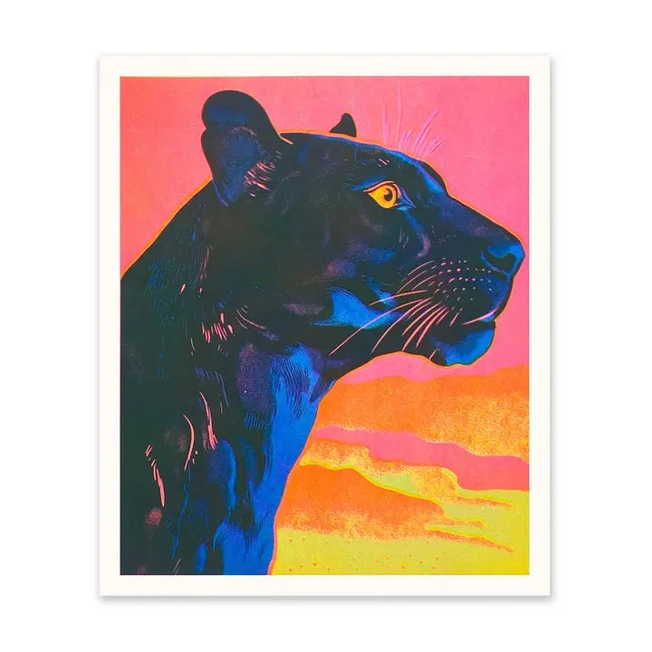Black Panther Risograph Print 10x12