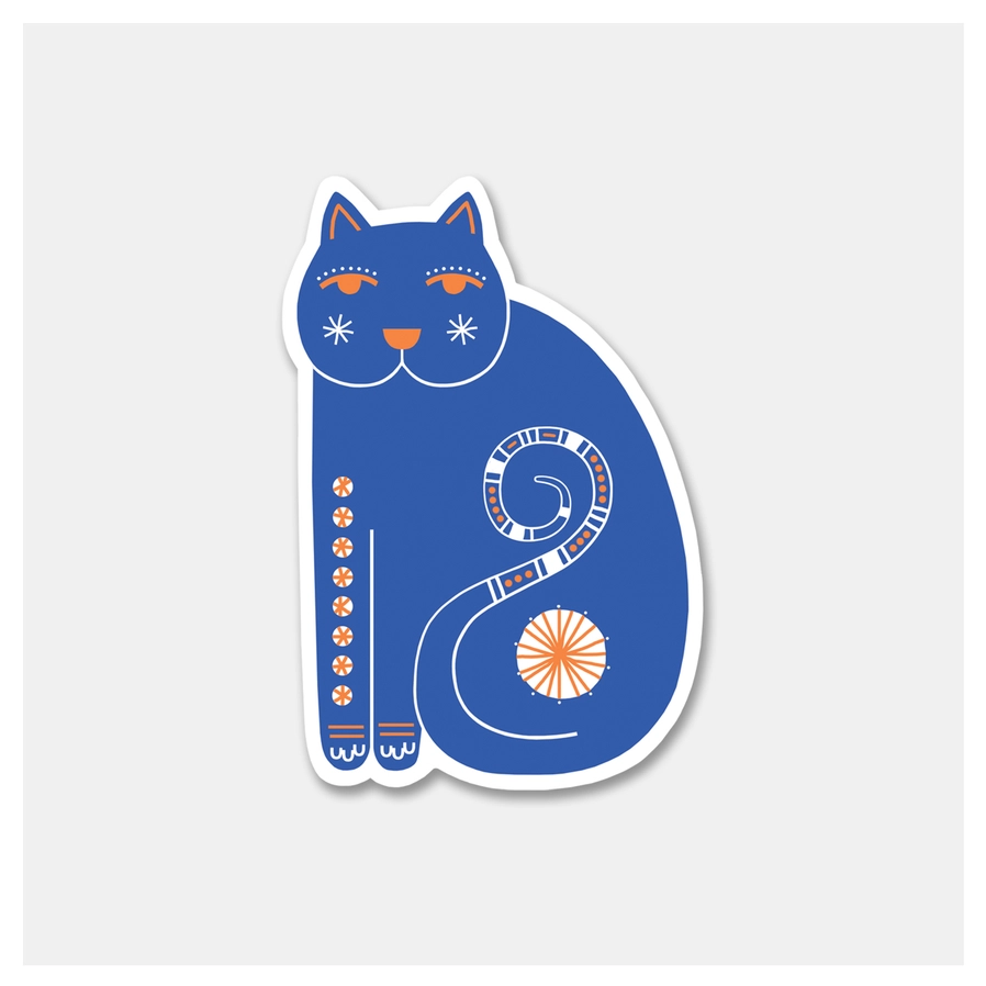 Blue Scandi Cat Sticker