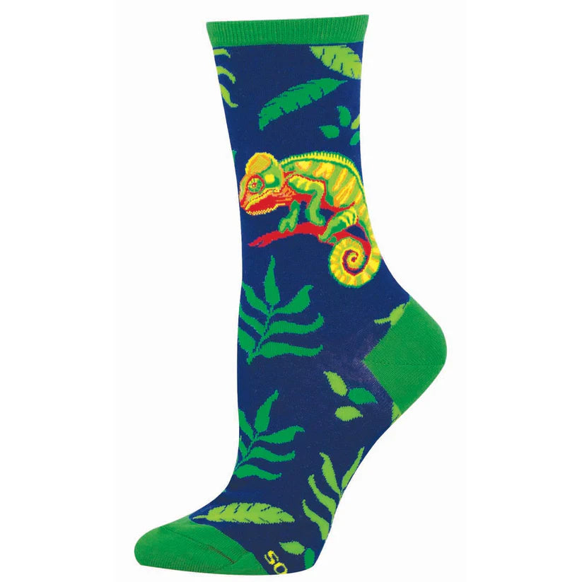 Bright As A Chameleon Women's Crew Socks Navy