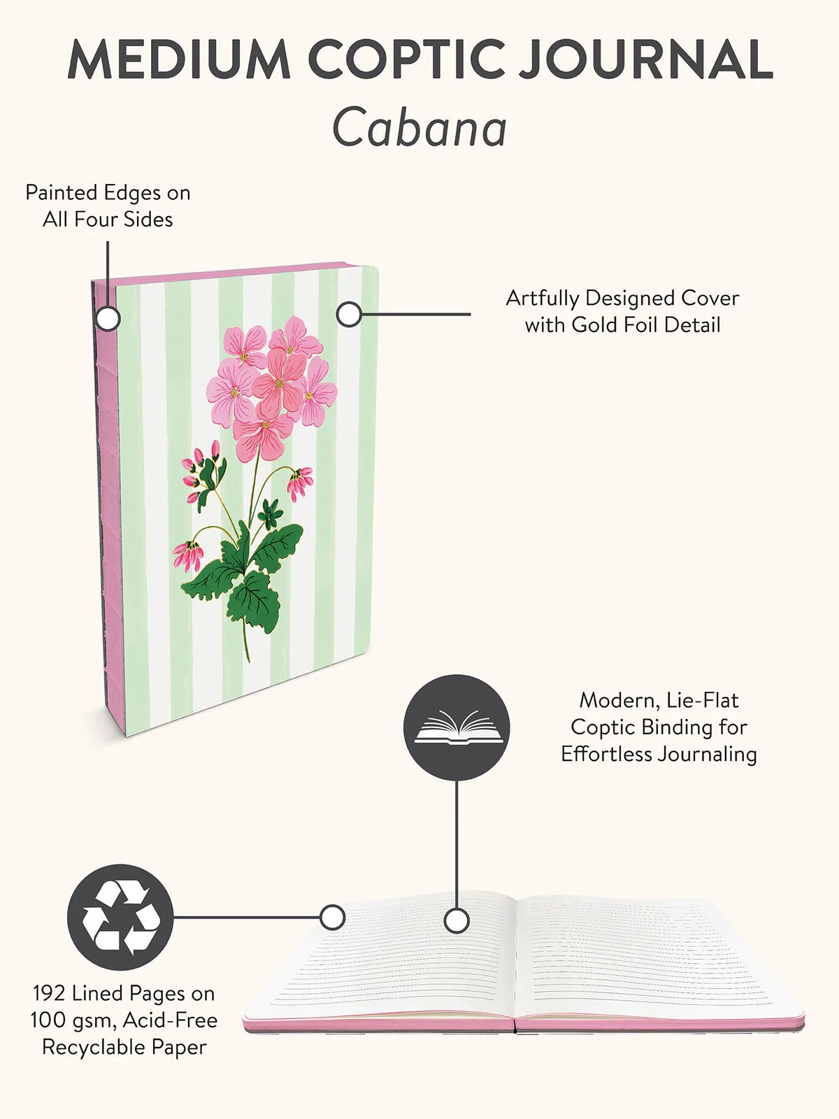 Cabana Blooms Coptic Bound Notebook