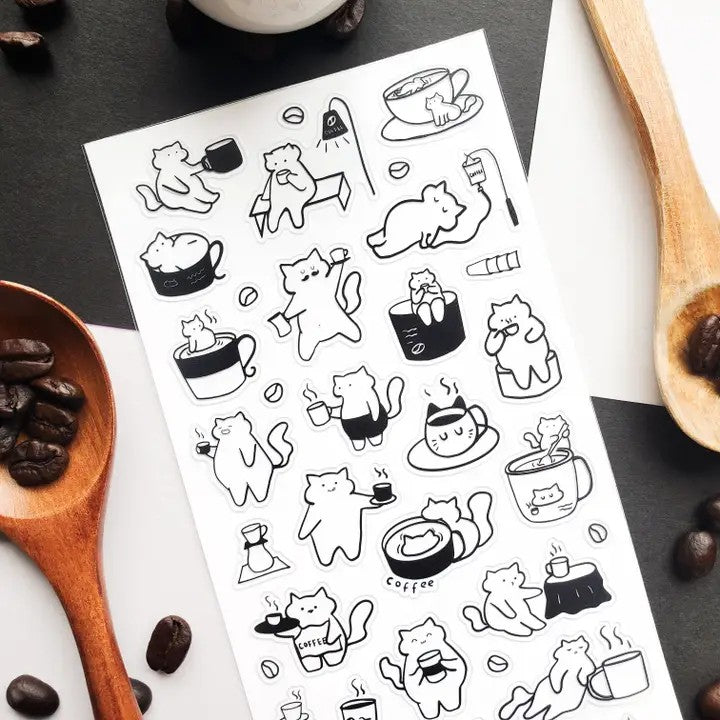 Caffeine Cats 2 Sticker Sheet
