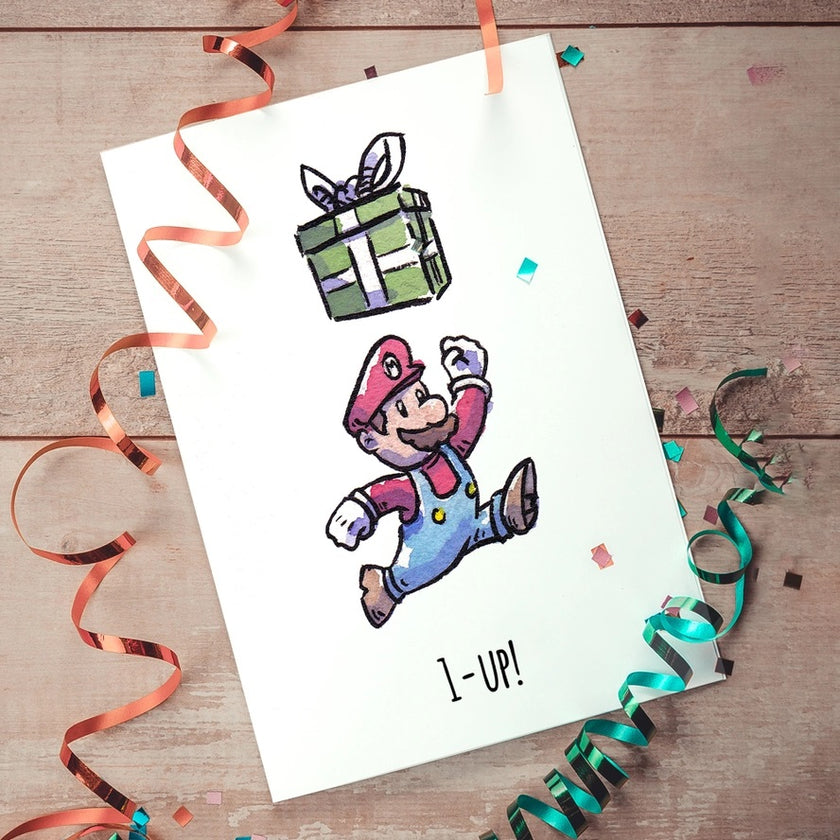 Card 1-Up Mario Birthday