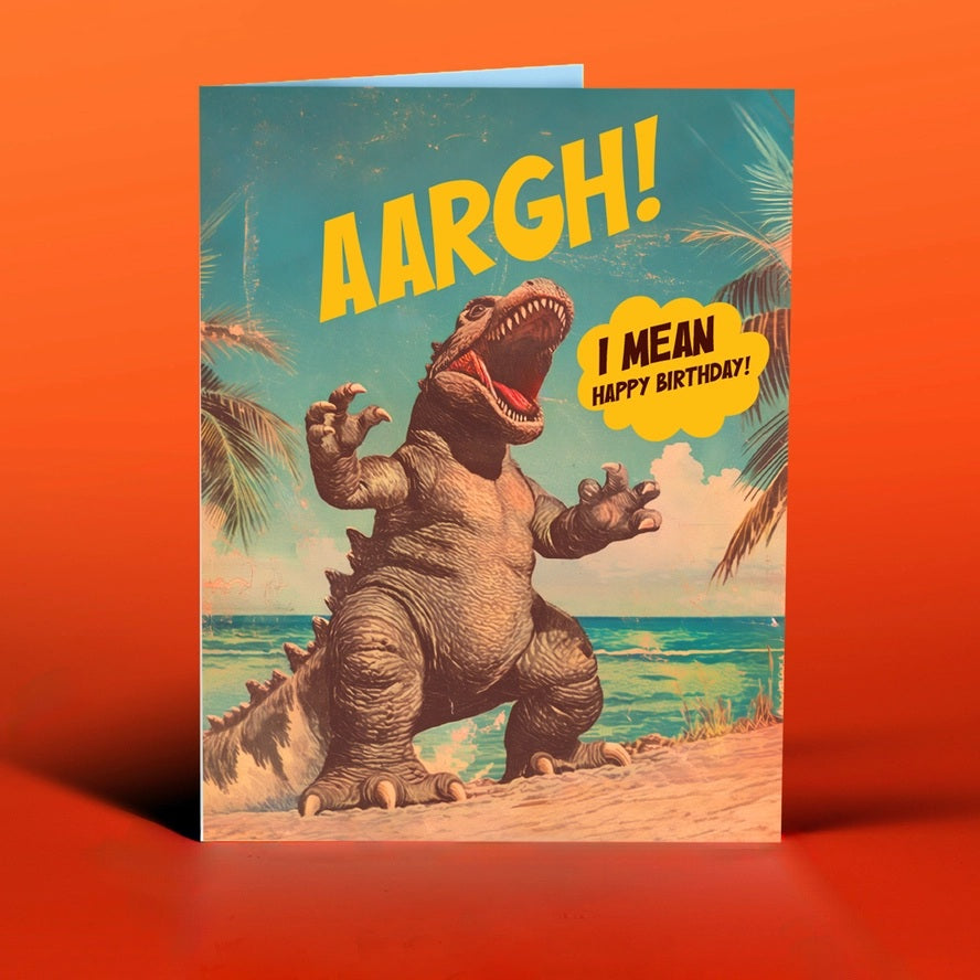 Card Aargh! Godzilla Beach Birthday