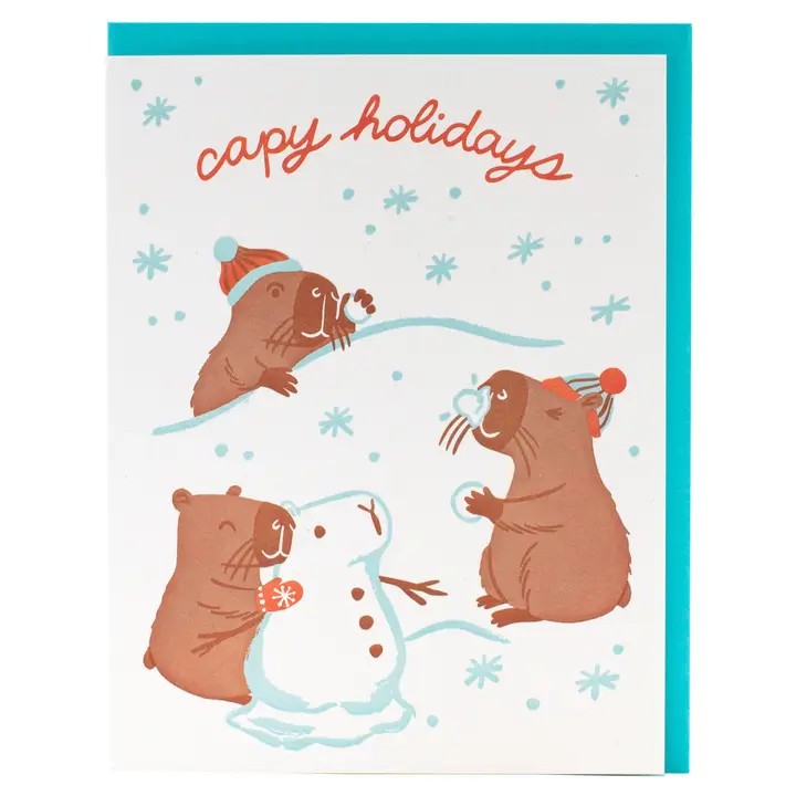 Card Capybara Snowball Fight