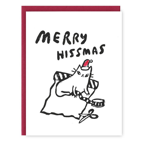 Card Cat Merry Hissmas Christmas