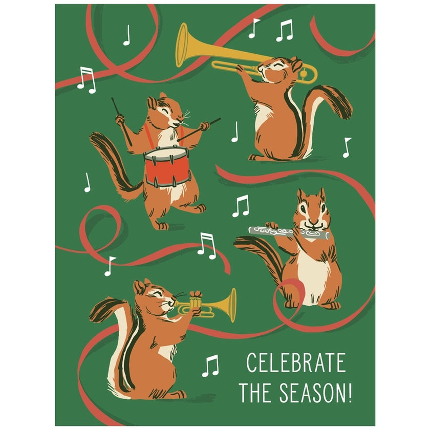 Card Chipmunk Band Holiday
