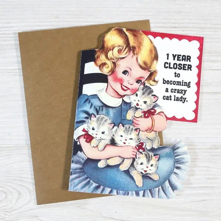 Card Closer To Crazy Cat Lady Birthday