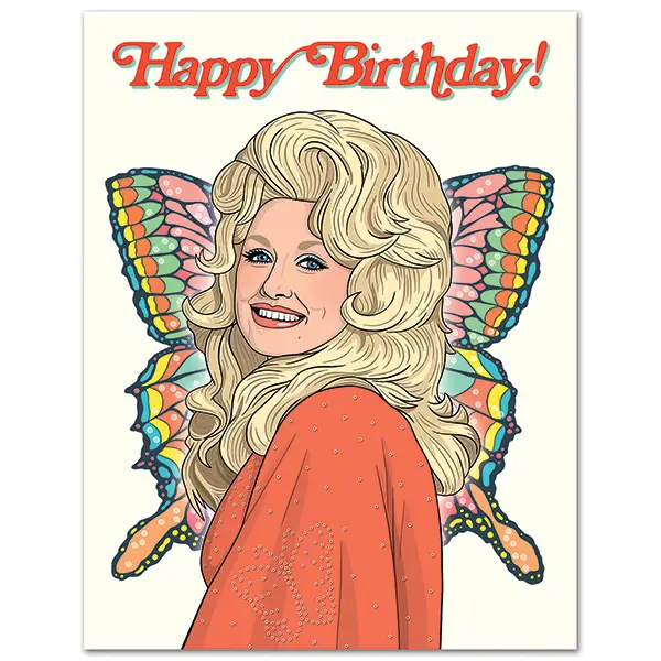 Card Dolly Parton Happy Birthday Butterfly