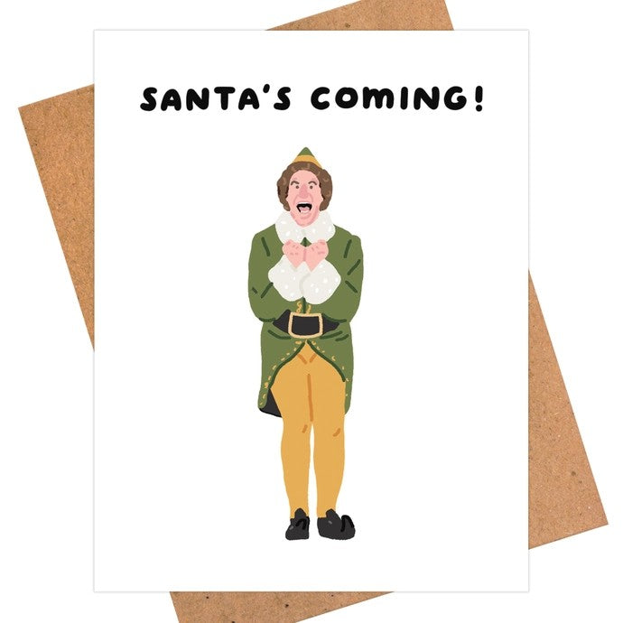 Card Elf Santa's Coming